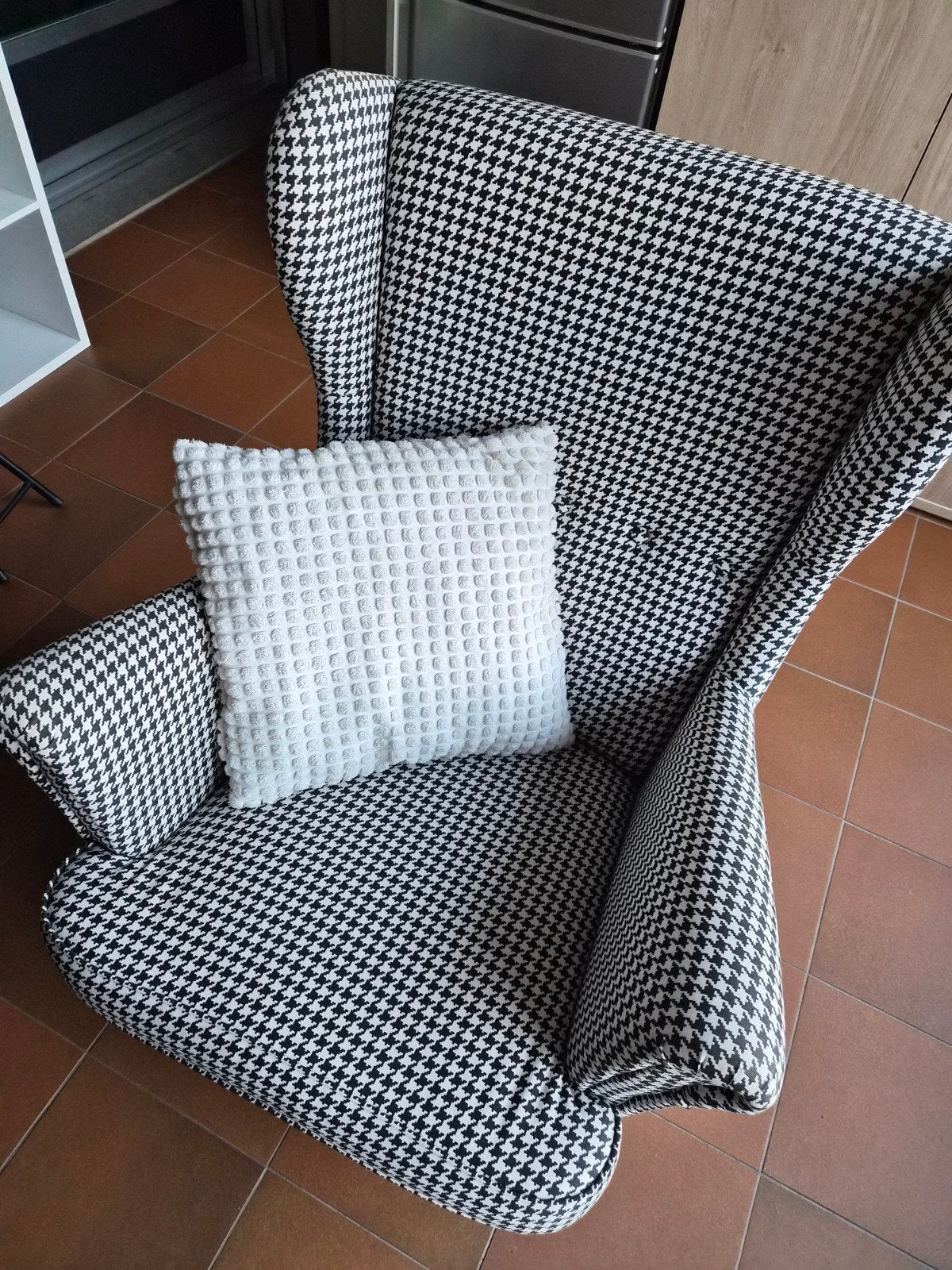 Fauteuil pied de poule IKEA STRANDMONT noir/beige - excellen, Enlèvement