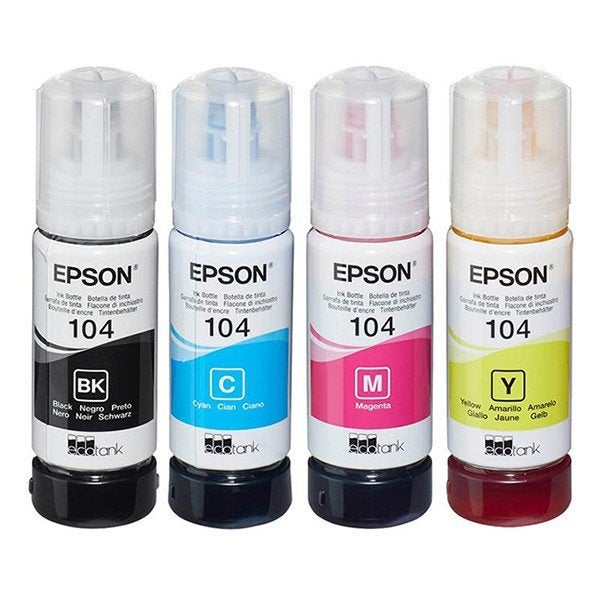 Pack d'encre Epson EcoTank 104 noir + couleurs (original), Informatique & Logiciels, Fournitures d'imprimante, Neuf, Cartridge
