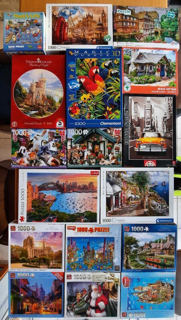 17 puzzels 1000stuks, Ophalen, 500 t/m 1500 stukjes, Gebruikt, Legpuzzel