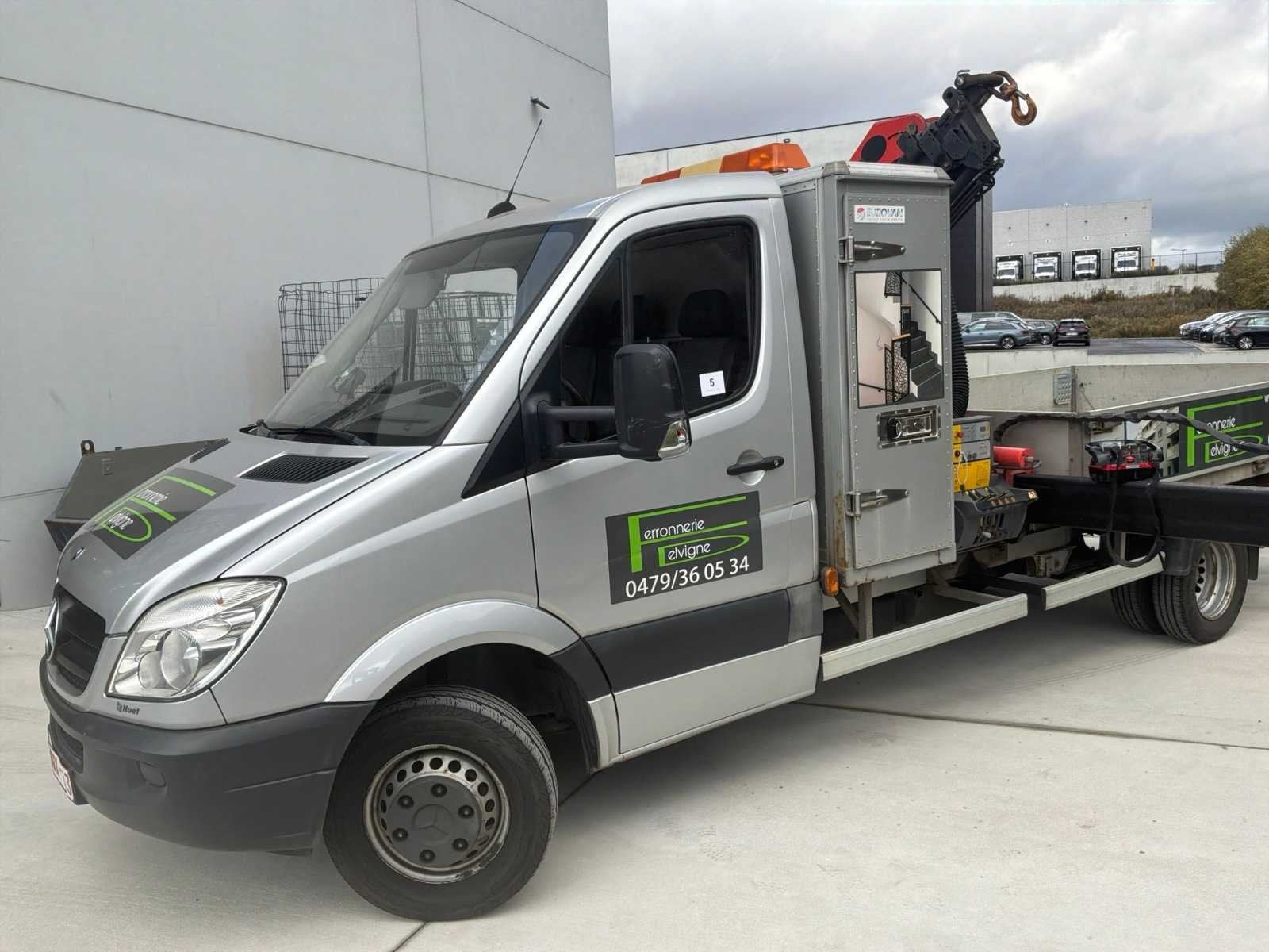 2012 Mercedes Sprinter Vrachtwagen met kraan, Auto's, Euro 5, Overige brandstoffen, Mercedes-Benz, Bedrijf