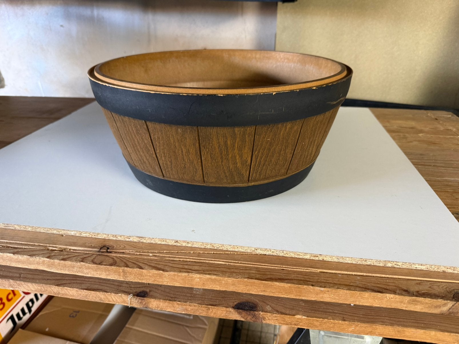 Grote Vintage EMSA Bloempot (42 cm) – West-Germany Houtlook, Enlèvement, Comme neuf, Synthétique, Intérieur