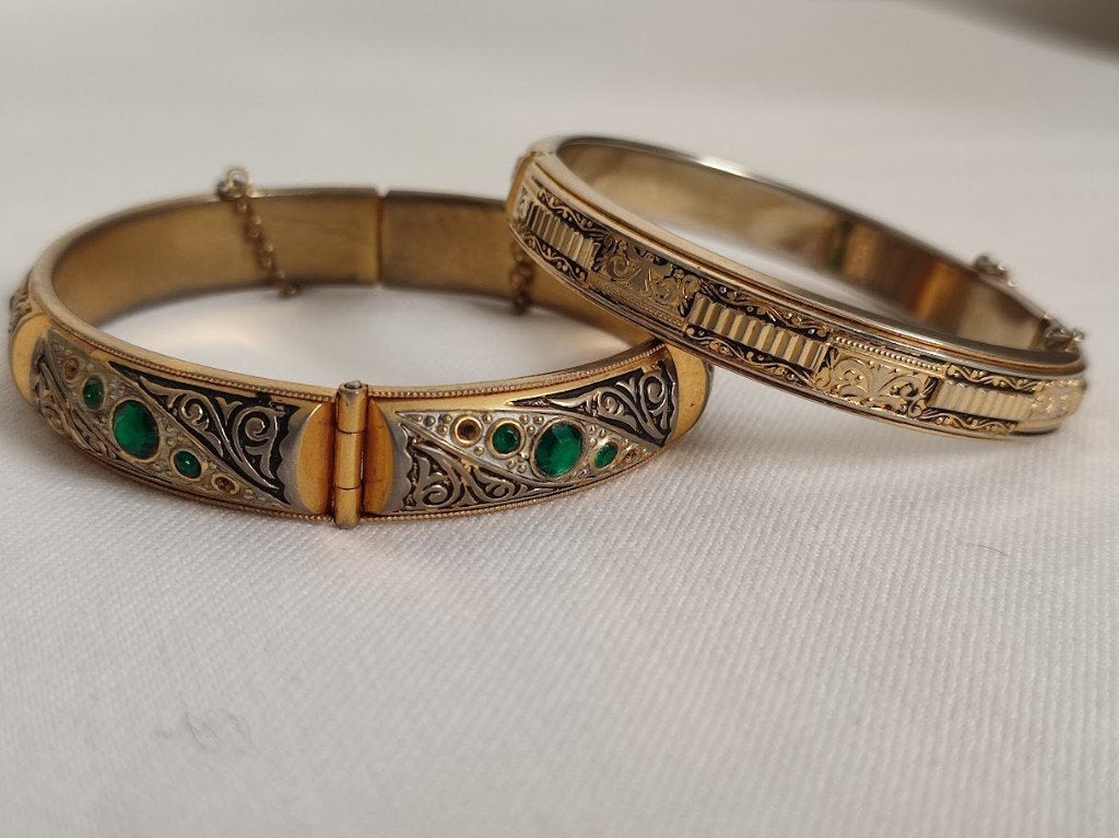 Set Vintage Spaanse Damascene (Toledo) Armbanden – Jaren 60, Handtassen en Accessoires, Overige materialen, Gebruikt, Ophalen of Verzenden