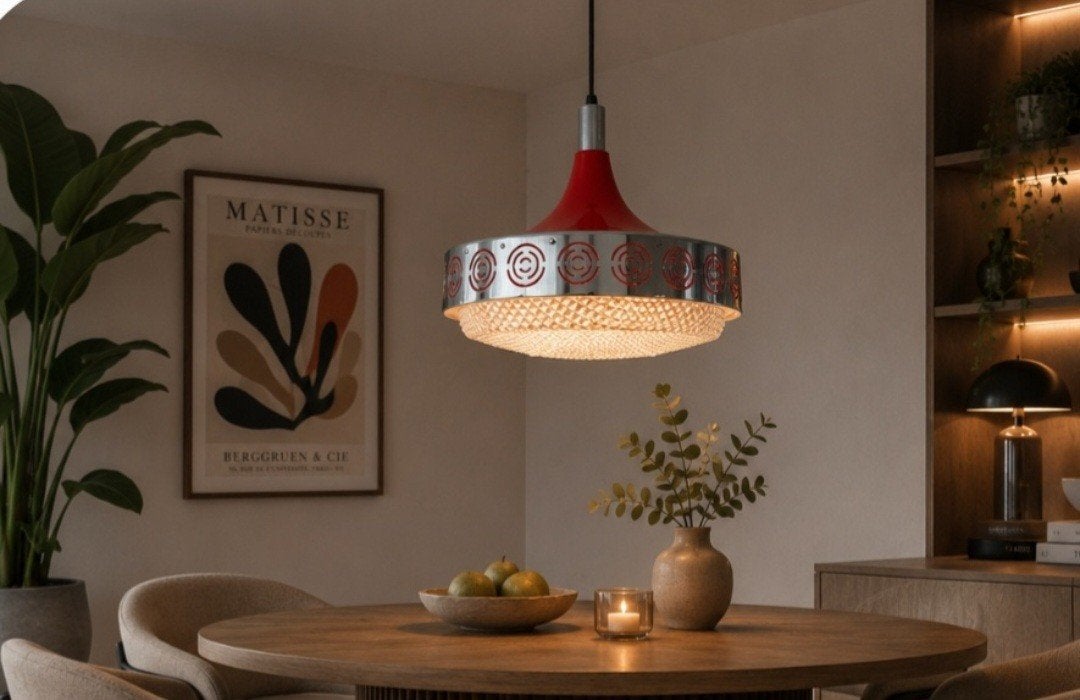 Vintage space age hanglamp 70' Diameter 27cm, Ophalen