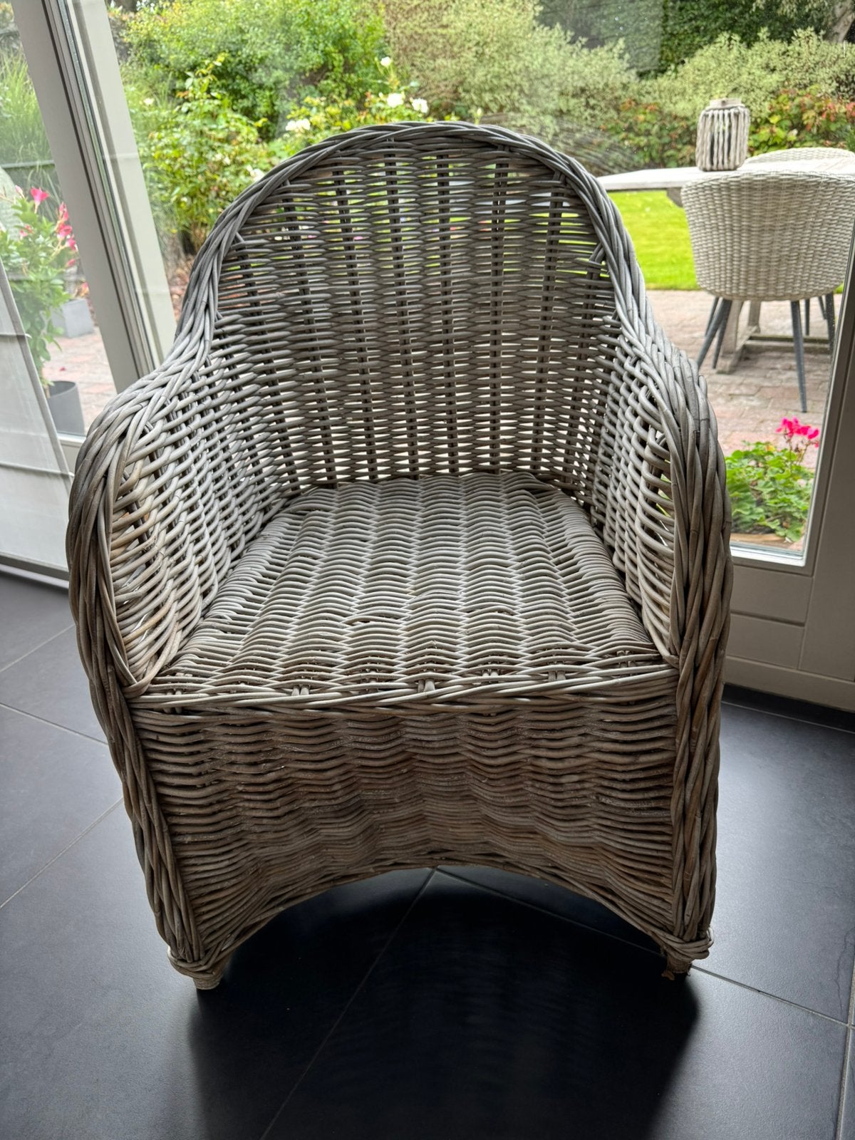 1 tuinstoel Naturel Rotan, Tuin en Terras, Ophalen, Zo goed als nieuw, Rotan