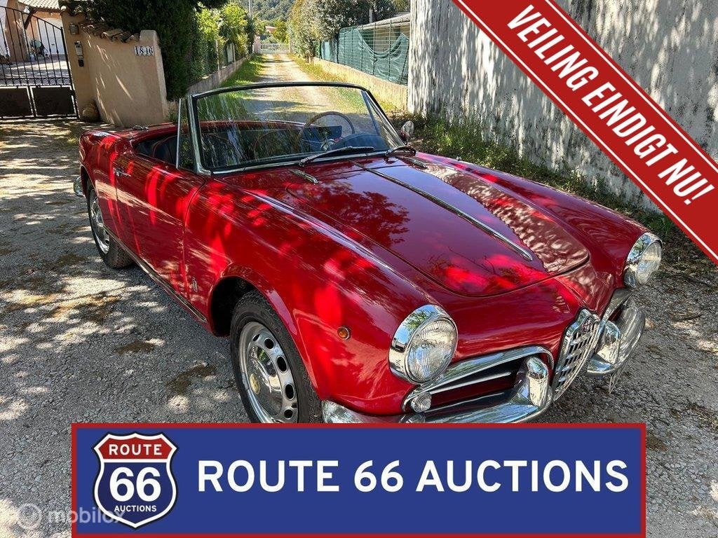 Alfa Romeo Giulietta Spider | 1959 | Route 66 Auctions, Auto's, Zwart, Bedrijf, Handgeschakeld, Overige carrosserie