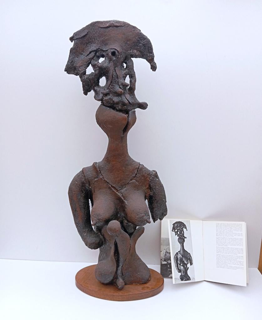 YVES RHAYé 1969 uniek beeld terracotta met boek, Antiek en Kunst, Ophalen of Verzenden