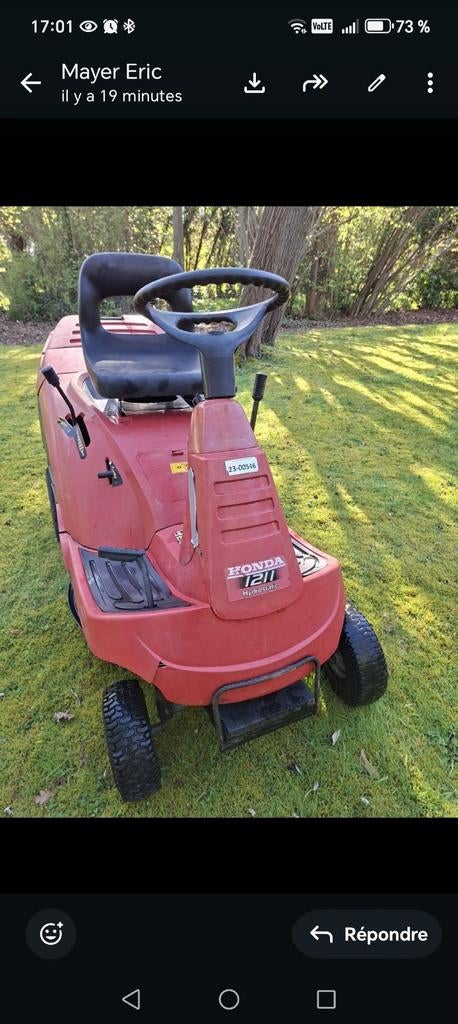 Tracteur Honda HF 1211 largeur de coupe 71 cm, Utilisé, Honda, Bac de ramassage, Moins de 90 cm