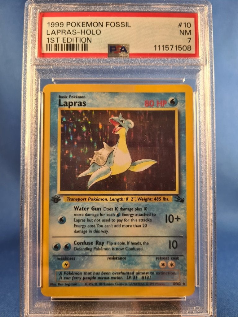 Lapras 10/62 - Fossil (1st edition) (PSA 7), Envoi, Utilisé