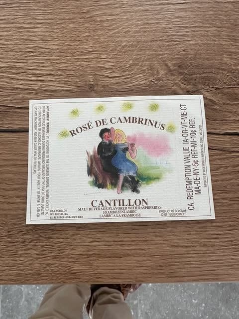 cantillon label rosé de Gambrinus lambic, Collections, Marques de bière, Enlèvement ou Envoi, Neuf, Autres types, Autres marques