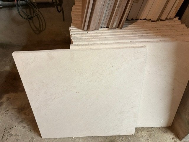 Witte Natuursteen, Doe-het-zelf en Bouw, Tegels, Ophalen, 40 tot 60 cm, 40 tot 60 cm, Zo goed als nieuw
