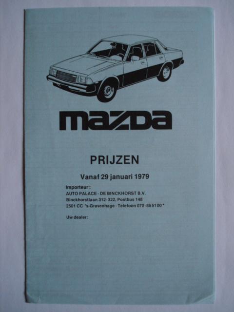 Mazda prijzen 1979 NL Brochure Catalogue Prospekt 626/929/Le, Livres, Autos | Brochures & Magazines, Envoi, Utilisé, Mazda