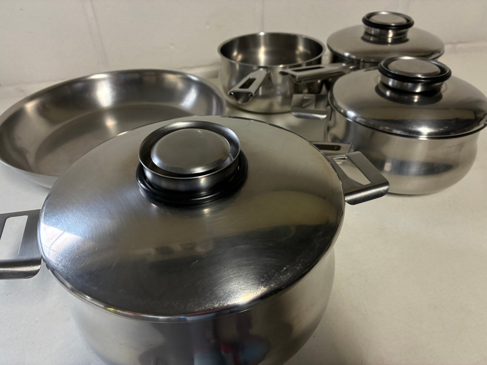Demeyere kookpottenset silvinox 5-delig, Huis en Inrichting, Ophalen, Zo goed als nieuw, Braadpan, Demeyere