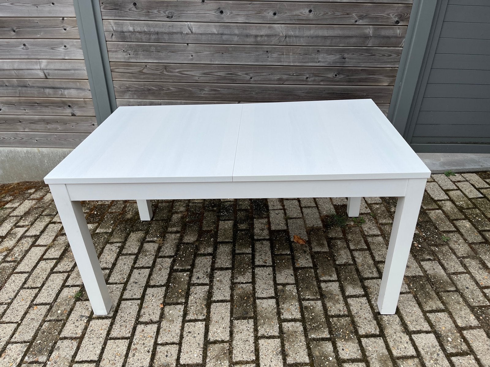 Bjursta uitschuifbare eettafel wit, Huis en Inrichting, Tafels | Eettafels, Ophalen, Gebruikt, 100 tot 150 cm, 50 tot 100 cm