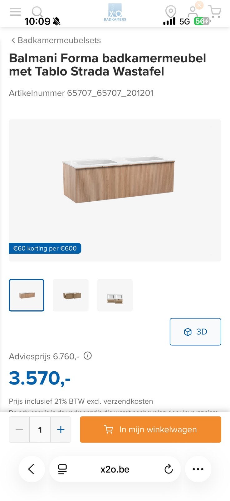 Nieuwe eiken badkamermeubel, Ophalen, Zo goed als nieuw