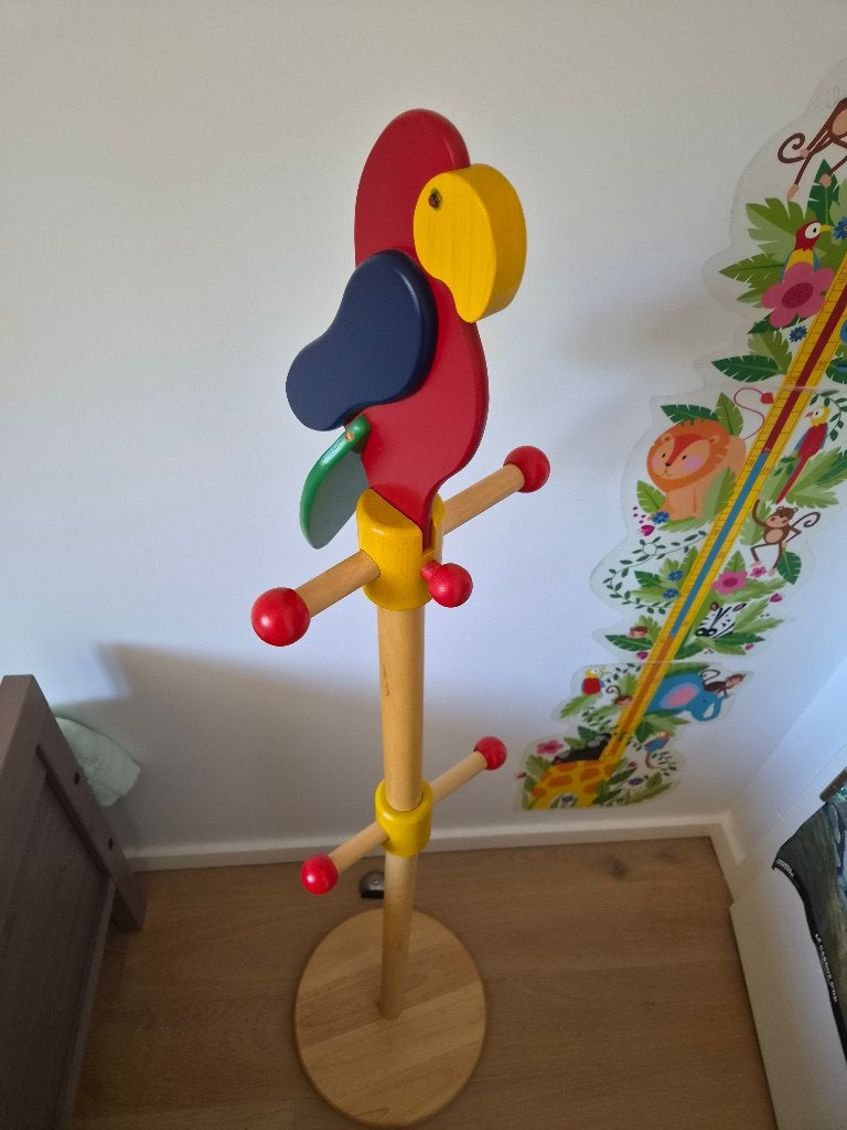 Porte-manteau Perroquet artisanal Pin du Jura – Comme neuf!, Portemanteau, Comme neuf, Multicolore, Enlèvement