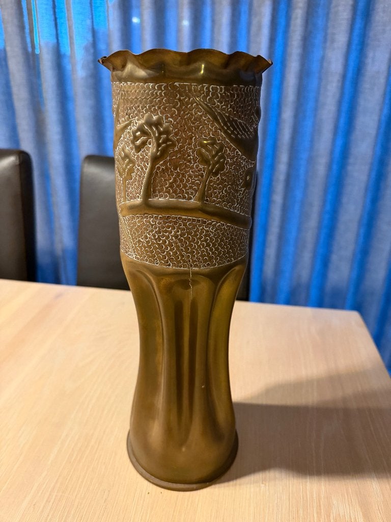 Bewerkte koperen granaathulzen OBUSSEN, Ophalen of Verzenden, Koper