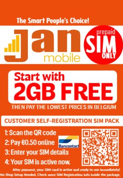 Carte SIM prépayée gratuite Jan Mobile Belgique, Enlèvement ou Envoi, Neuf, Autres fournisseurs, Carte prépayée