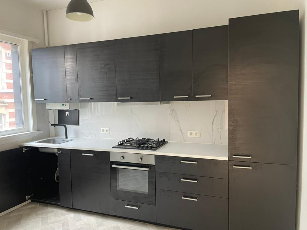 Zwarte moderne keuken, Huis en Inrichting, Keuken | Complete keukens, Ophalen, Gebruikt, Zwart, Enkelwandige keuken