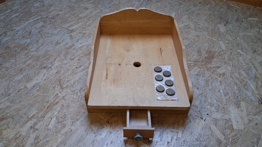 Een houten schietbak + 6 stuivers, Enlèvement, Utilisé