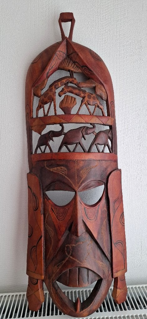 Houten Afrikaans masker, Antiek en Kunst, Afrika, Masker, 74 cm, Gesneden