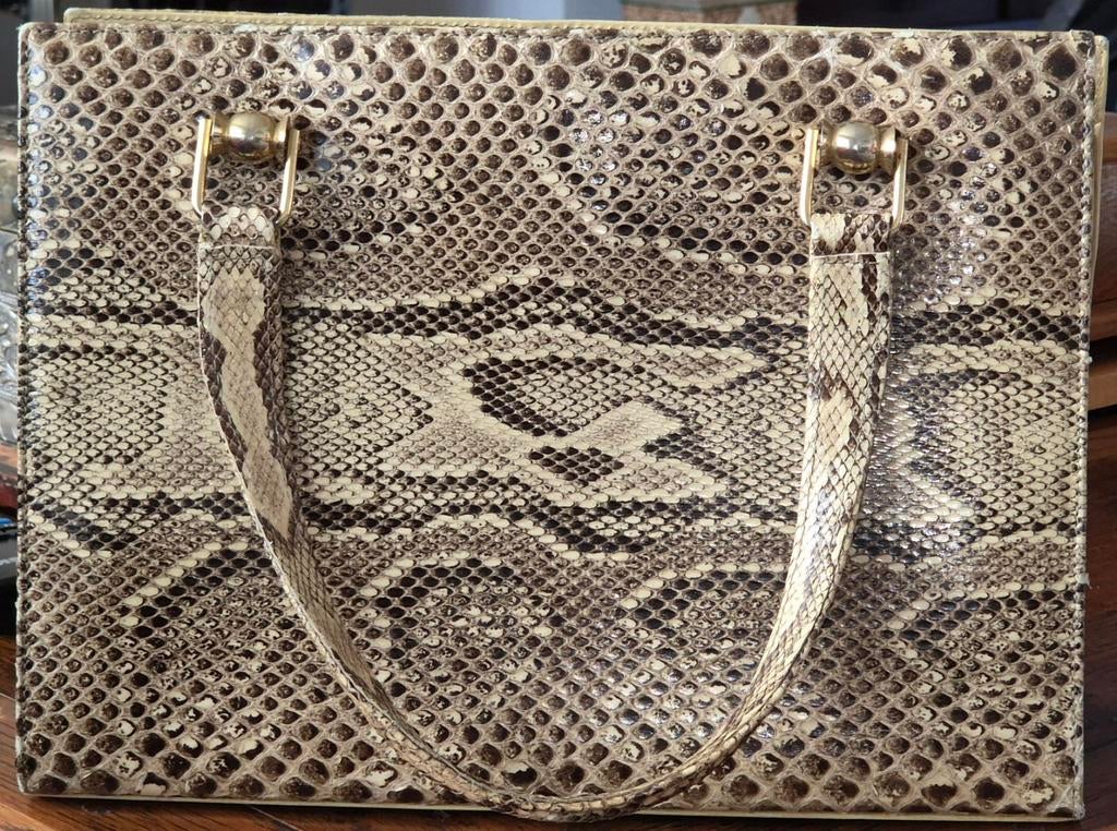 Vintage python slangenleren tas, Kleding | Heren, Riemen en Ceintuurs, Ophalen of Verzenden