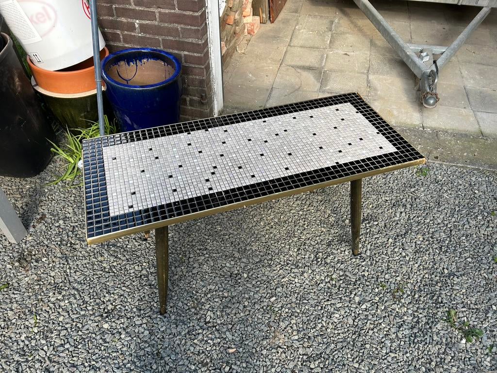 Vintage salontafel mozaïek schuine poten, Huis en Inrichting, Tafels | Salontafels, Ophalen, Gebruikt