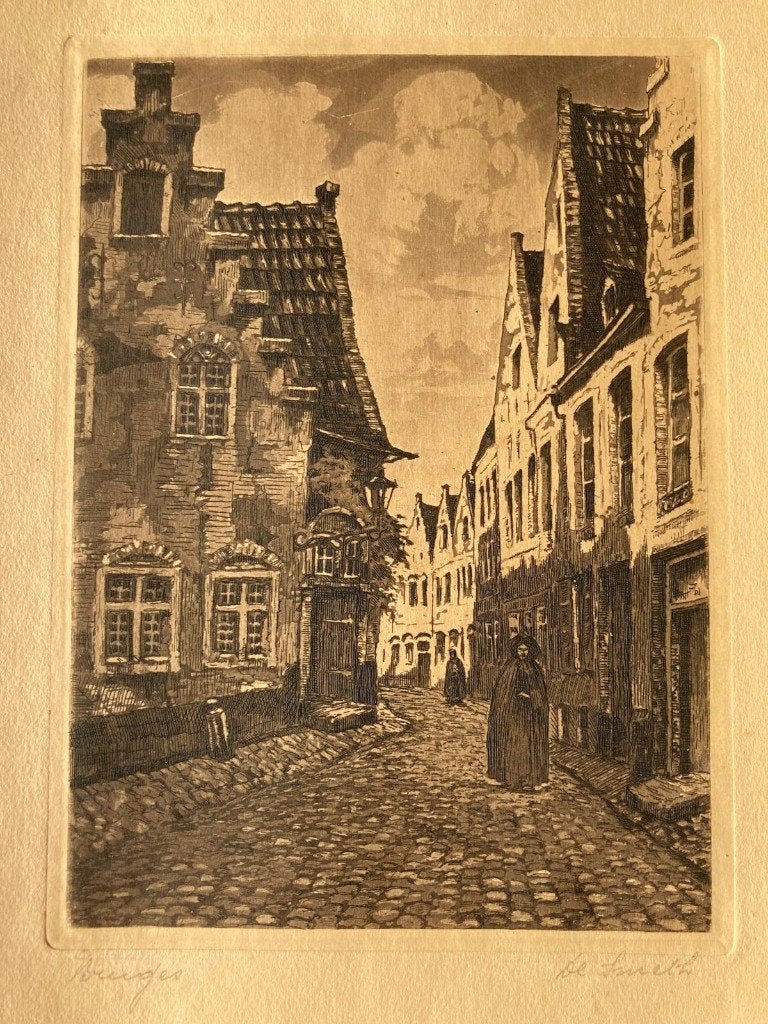 Estampe, Antiek en Kunst, Kunst | Schilderijen | Klassiek, Ophalen, Gesigneerd, Realistisch, Overige technieken