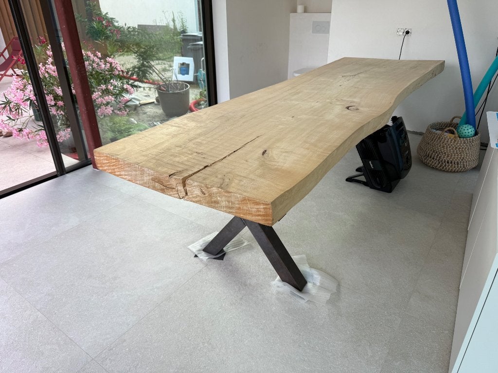 Eettafel massief hout, Huis en Inrichting, Ophalen, Gebruikt, Landelijk modern, 100 tot 150 cm