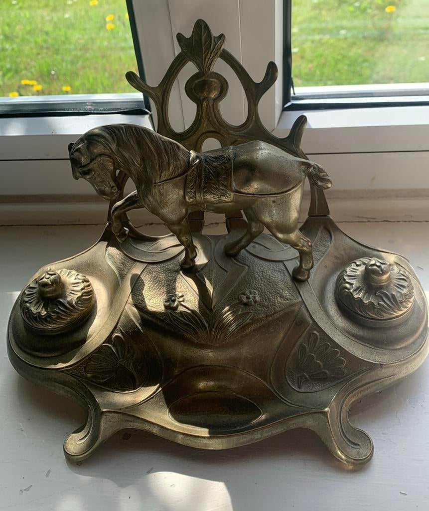 Antieke bronzen inktpot briefhouder, Antiek en Kunst, Ophalen