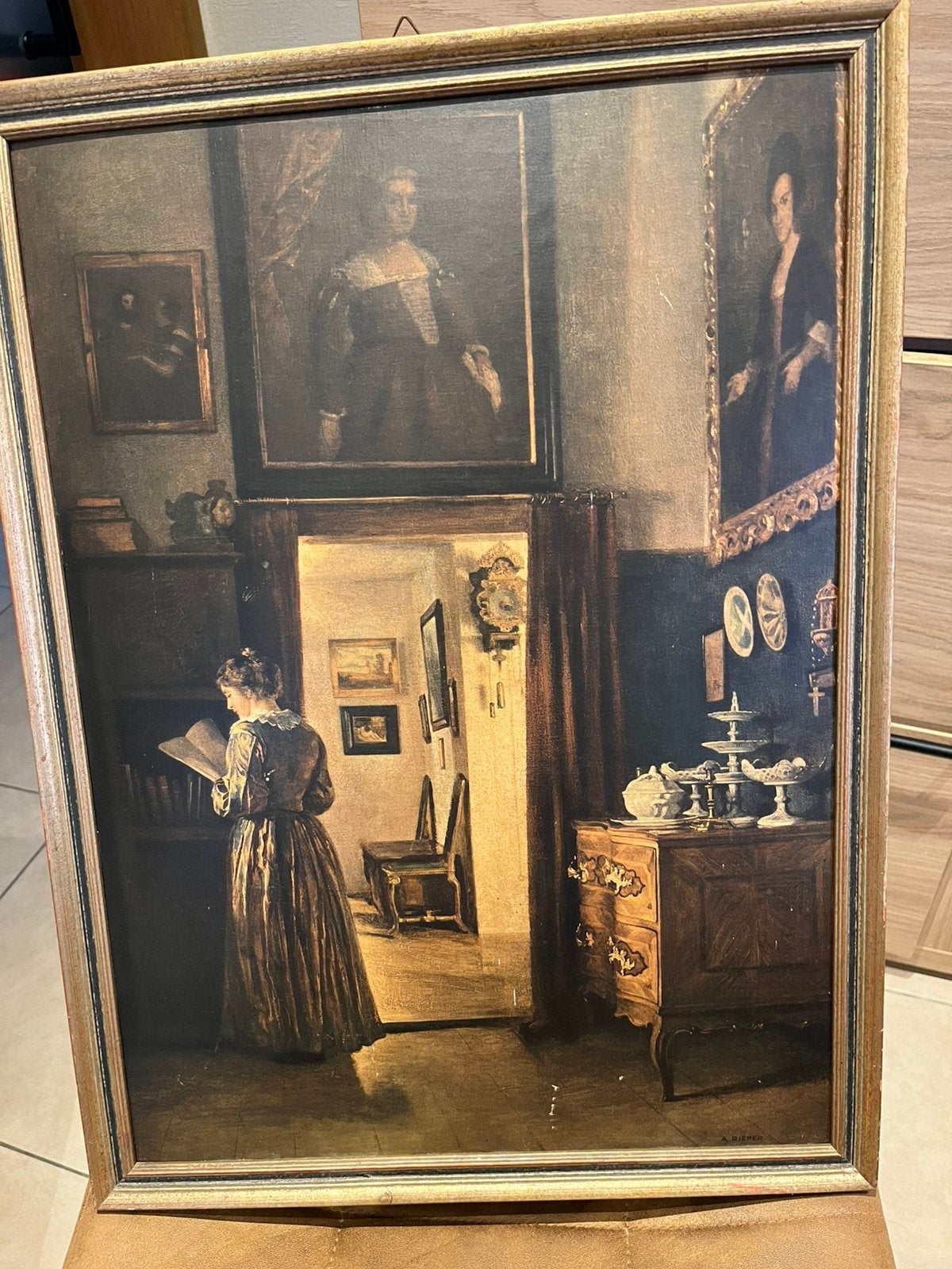 Schilderwerk in mooie aardetinten,  door A. rieper, Antiek en Kunst, Ophalen
