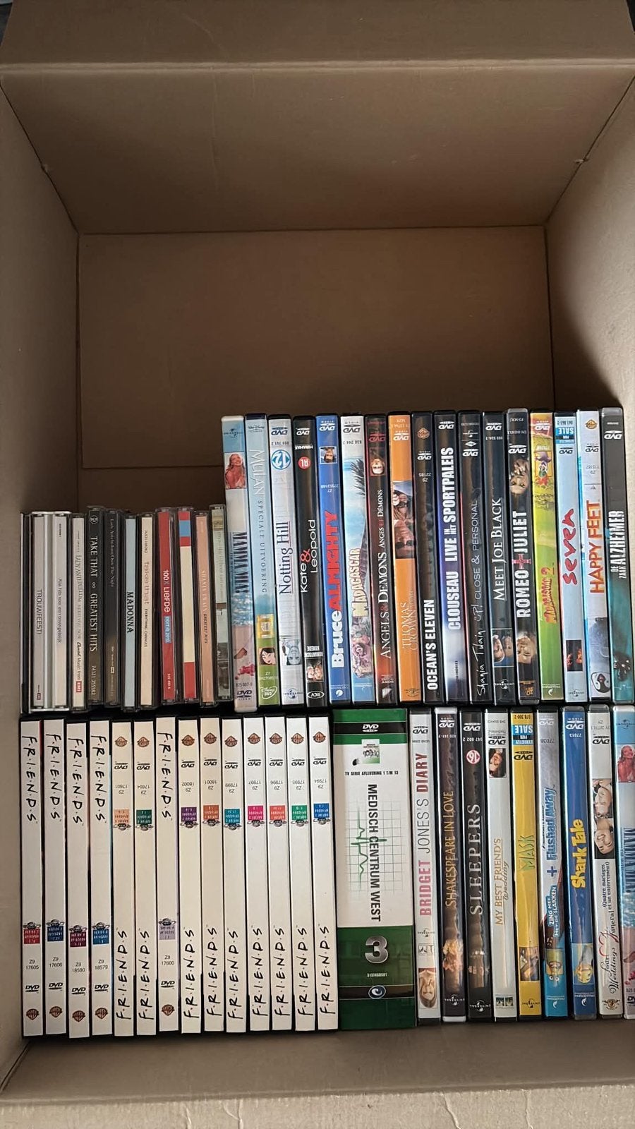 DVD’s en CD’s - 10€ voor hele doos, Audio, Tv en Foto, Ophalen, Gebruikt