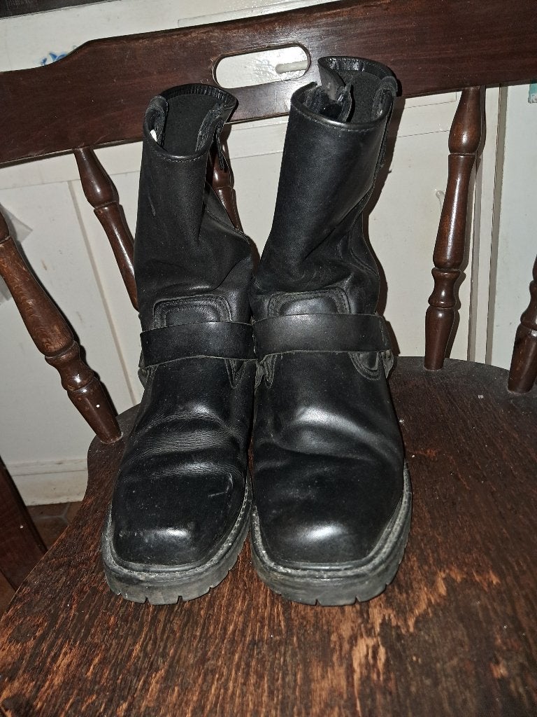 Lederen motor boots, Hoge laarzen, Zwart, Nieuw, Ophalen