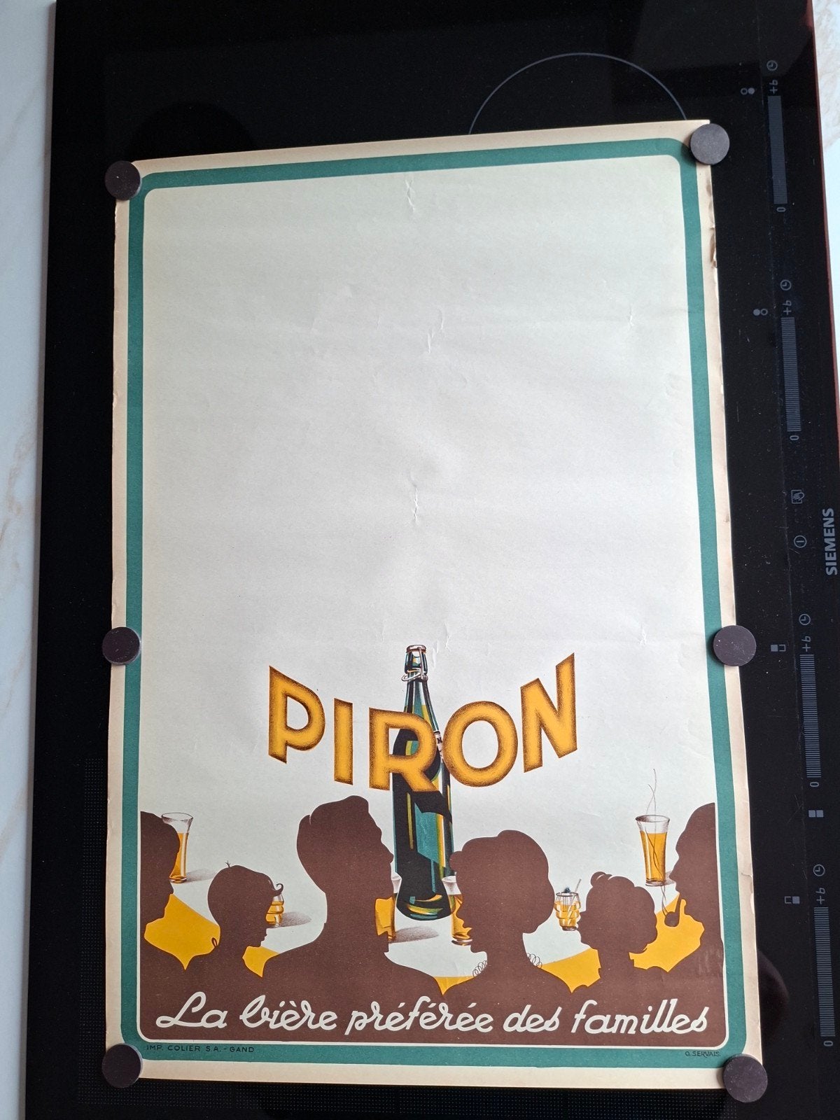 Très ancienne affiche pub. de la brasserie piron Aubel, Collections, Marques de bière, Enlèvement ou Envoi