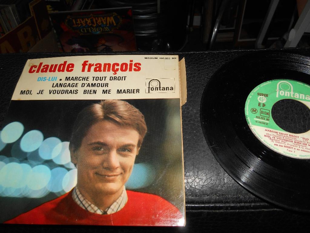 45T 4 pistes Claude François "marche tout droit" avec langue, Ophalen of Verzenden