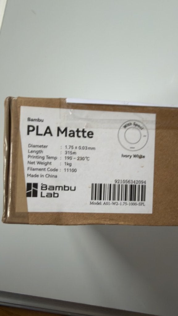 Nieuwe rol Bambu Lab PLA Matte filament - Ivory White (1kg), Enlèvement ou Envoi, Neuf, Bobines de filament