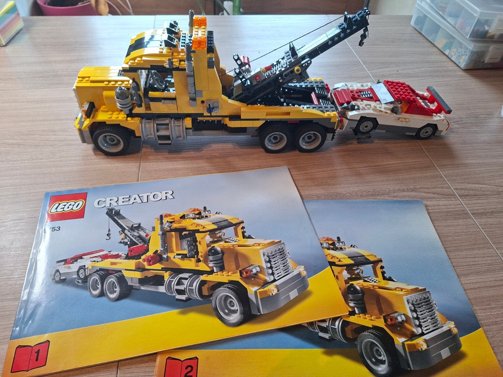 Lego 6753 autotransport / takelwagen / mobiele kraan, Lego, Ensemble complet, Instructions incluses, Enlèvement