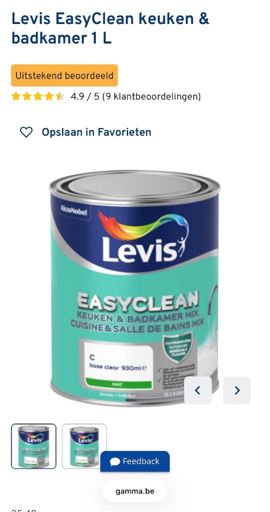 Levis EasyClean keuken & badkamer 1 L wit, Ophalen, Wit, Nieuw, Verf