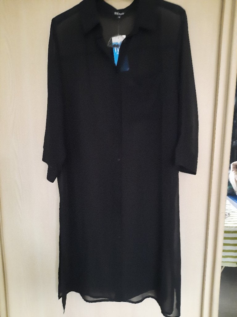 Lange jas/overbloes, Kleding | Dames, Zwart, Maat 46/48 (XL) of groter, Nieuw, Ophalen of Verzenden