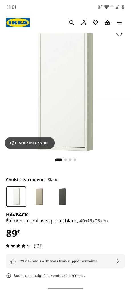 Armoire pharmacie Ikéa, Avec porte(s), Moins de 25 cm, Comme neuf, Enlèvement