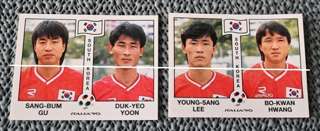 Panini Italia 90 Zuid Korea Sang - Duk - Young - Whang, Verzenden, Nieuw, Poster, Plaatje of Sticker