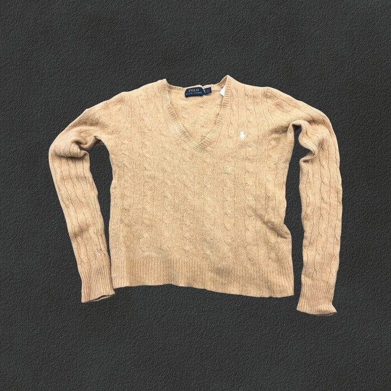 (1128) Beige Ralph Lauren trui met V-hals - Dames XXXS, Verzenden, Beige, Zo goed als nieuw, Ralph Lauren