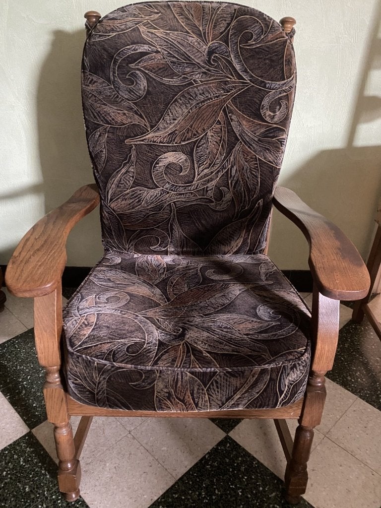 Fauteuil van hout en stof, Huis en Inrichting, Ophalen, Gebruikt, Hout
