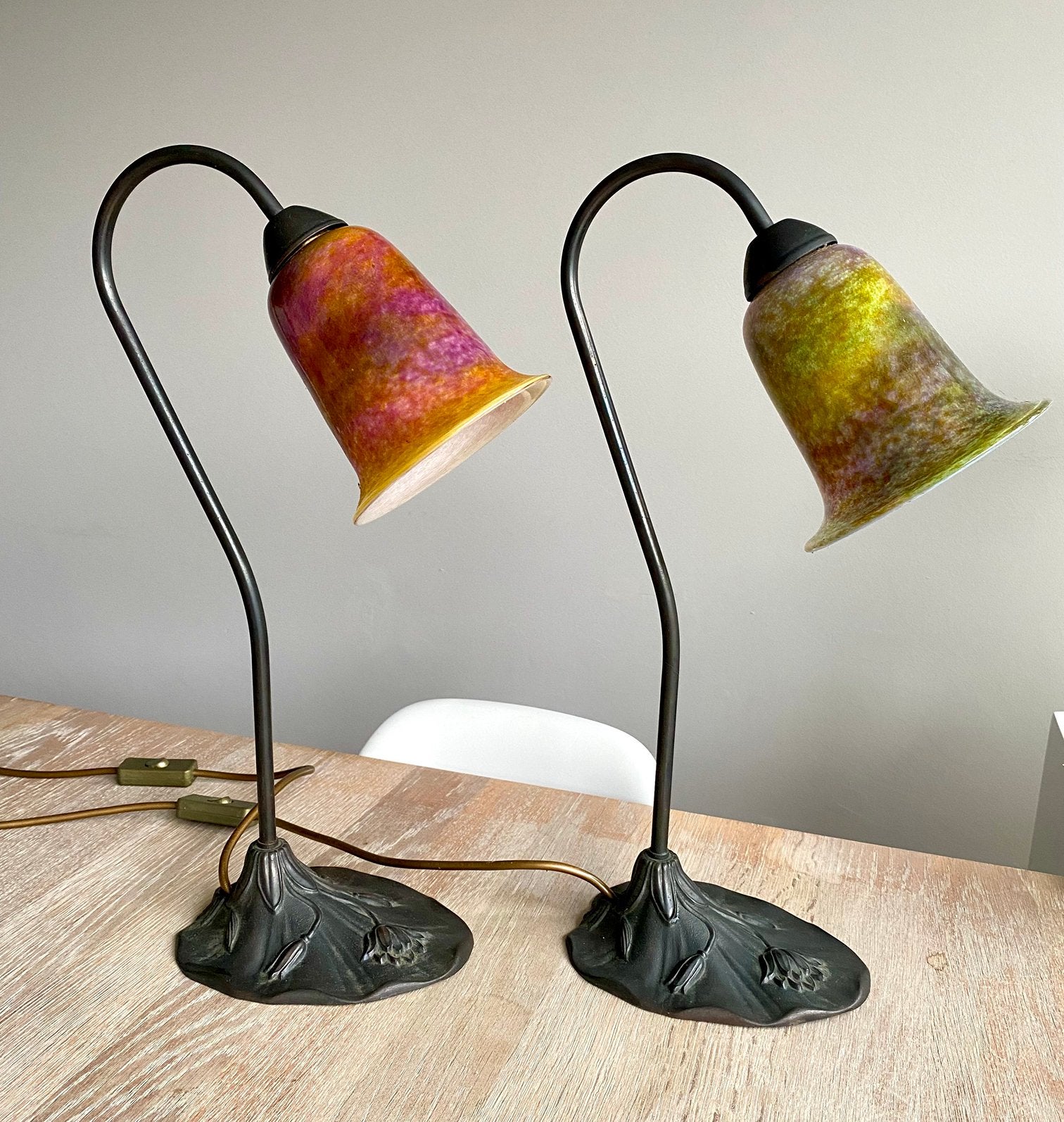 2 Art-Nouveau stijl lampen, Enlèvement, Comme neuf, Art-Nouveau, Moins de 50 cm