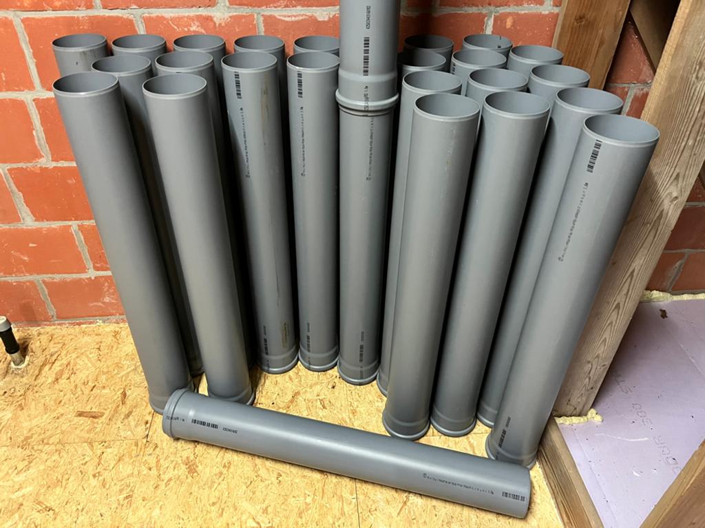 PVC mofbuis diameter 125 grijs 1m - 27 stuks, Doe-het-zelf en Bouw, Ophalen, PVC, Nieuw, Minder dan 2 meter
