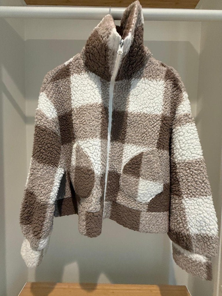 Veste Teddy Sherpa tendance — SHEIN — Taille M, Taille 38/40 (M), Enlèvement ou Envoi, Comme neuf, Brun