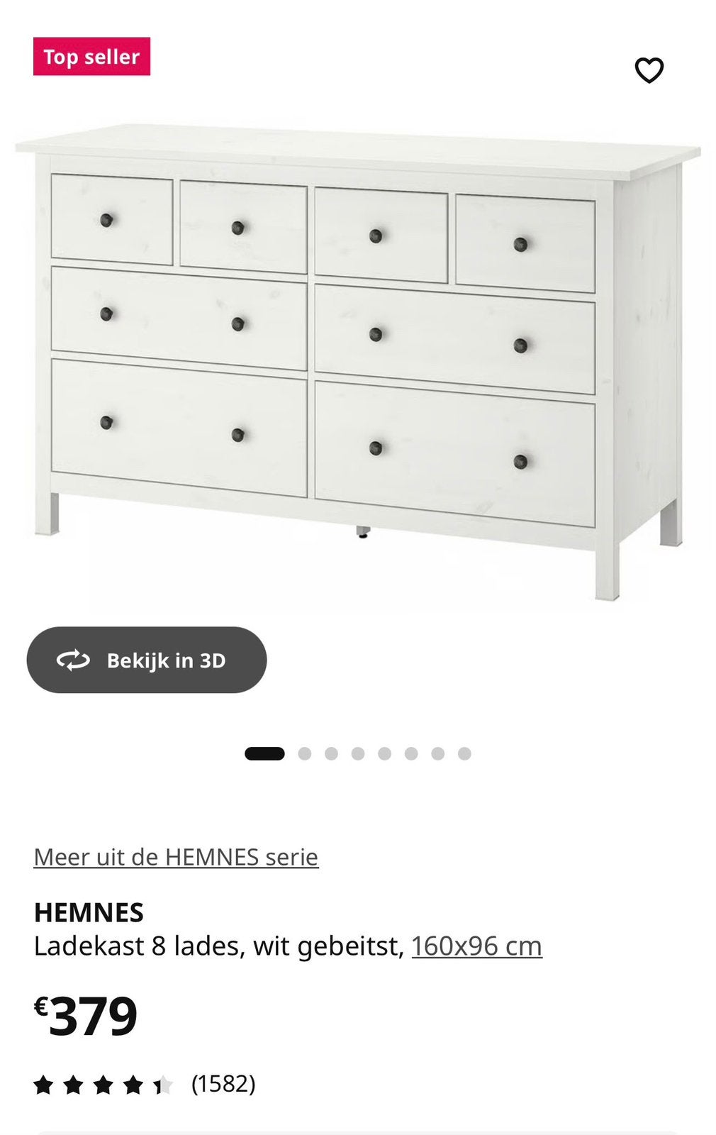 Armoire à tiroirs Hemnes, Enlèvement, Comme neuf