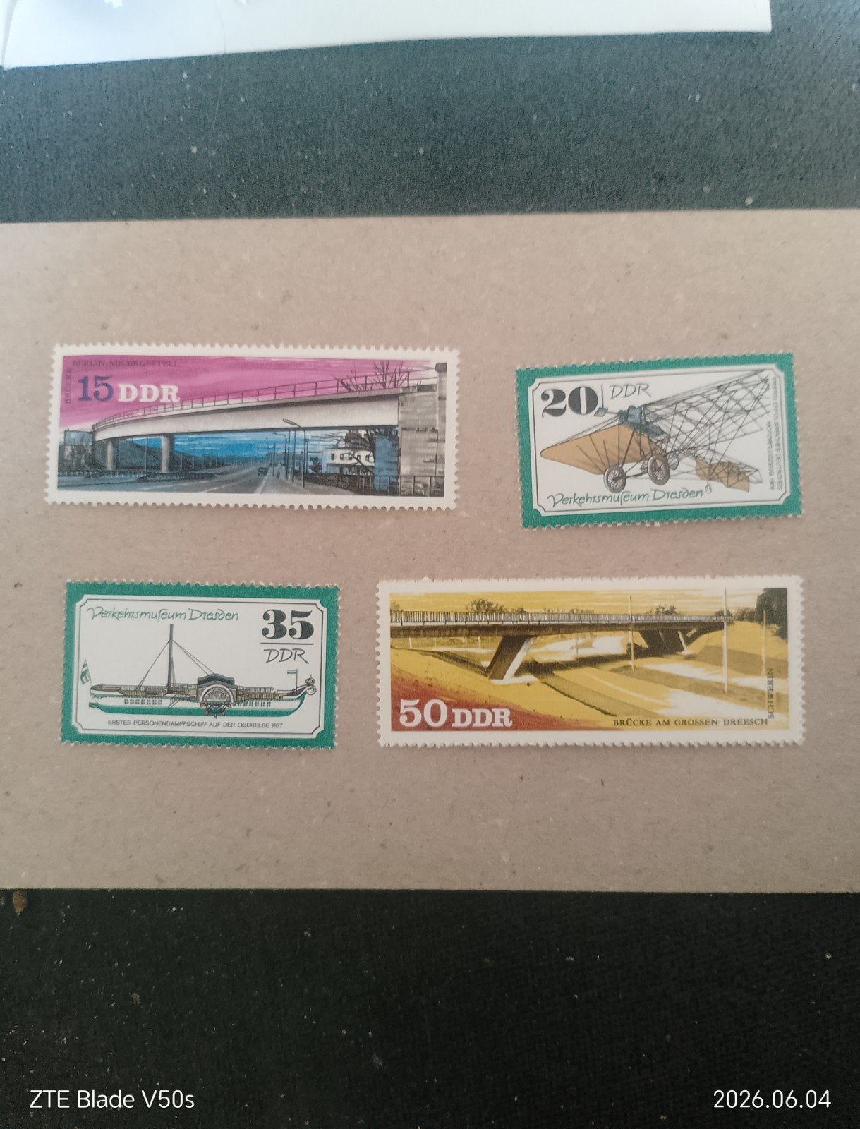 4 timbres Postfrisch Bridge DDR, Enlèvement ou Envoi