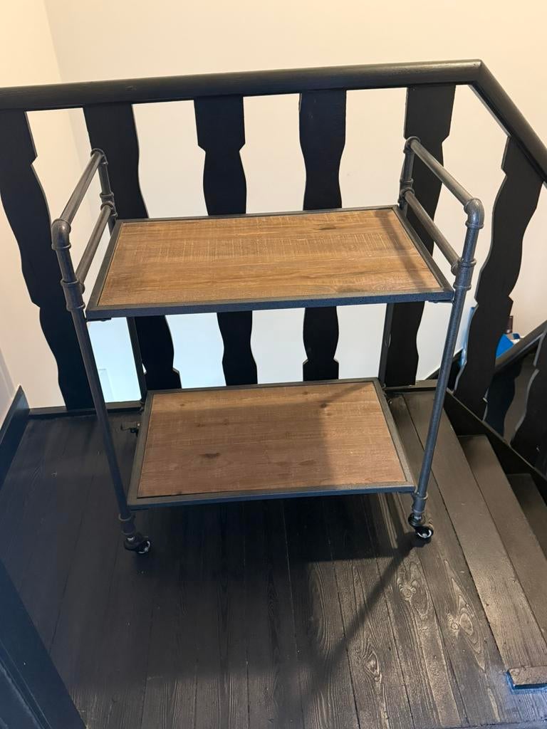 Bijzet tafel, serveerwagen trolley industriële look, Huis en Inrichting, Tafels | Bijzettafels, Ophalen, Zo goed als nieuw