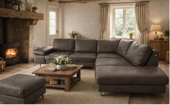 Moderne lederen zetel in goede staat!, 75 à 100 cm, 300 cm ou plus, Modern - landelijk, Quatre personnes ou plus