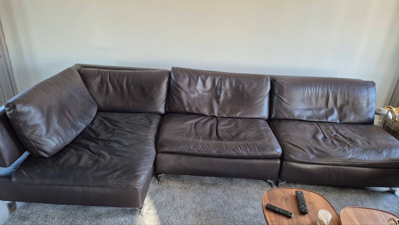 Natuzzi hoeksalon leder bruin gratis, Huis en Inrichting, Ophalen